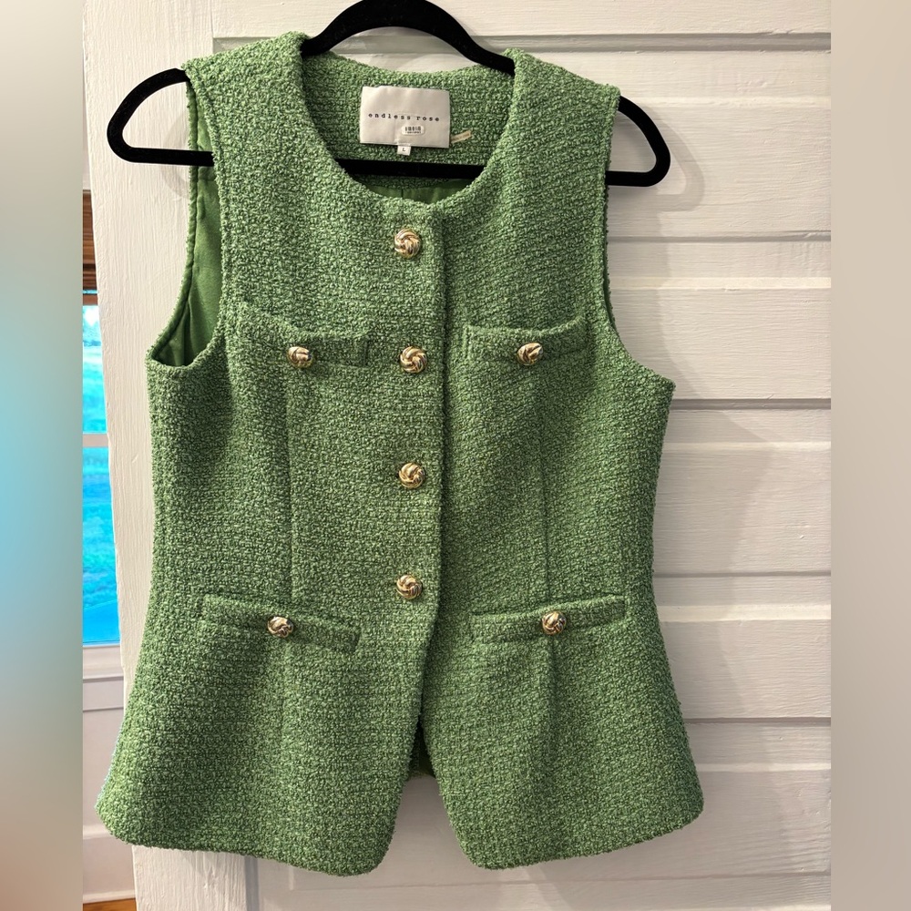 Endless Rose Green Tweed Vest